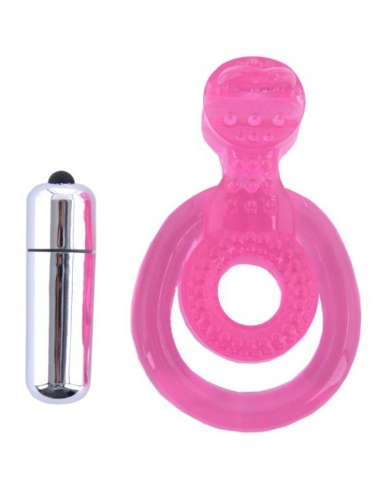 Розовая вибронасадка со стимулятор клитора   Язычок - Toyfa Basic - в Салавате купить с доставкой
