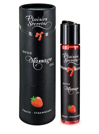 Массажное масло с ароматом клубники Huile de Massage Gourmande Fraise des Bois - 59 мл. - Plaisir Secret - купить с доставкой в Салавате