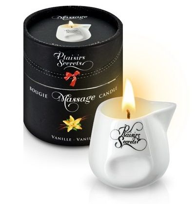 Массажная свеча с ароматом ванили Bougie Massage Gourmande Vanille - 80 мл. - Plaisir Secret - купить с доставкой в Салавате