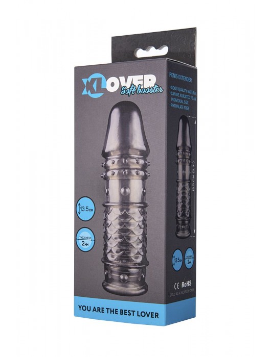 Дымчатая закрытая насадка ToyFa XLover с чешуйками и пупырышками - 13,5 см. - ToyFa - в Салавате купить с доставкой