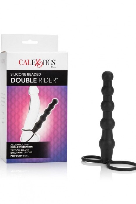 Насадка на пенис для двойного проникновения Silicone Beaded Double Rider - 14 см. - California Exotic Novelties - в Салавате купить с доставкой