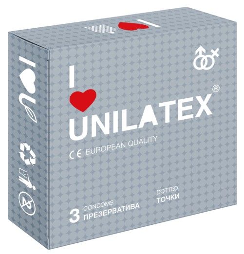 Презервативы с точками Unilatex Dotted - 3 шт. - Unilatex - купить с доставкой в Салавате