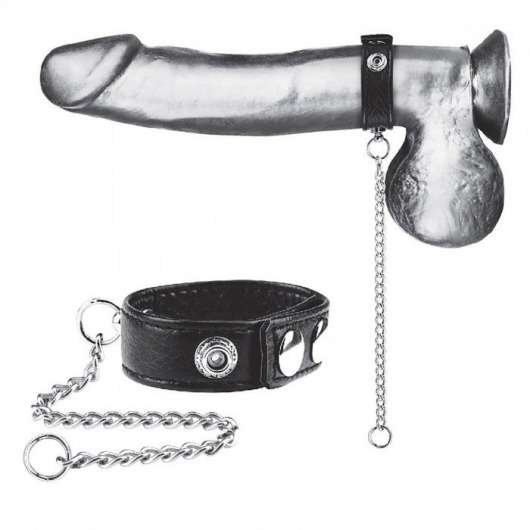 Утяжка на пенис с поводком Snap Cock Ring With 12  Leash - BlueLine - купить с доставкой в Салавате