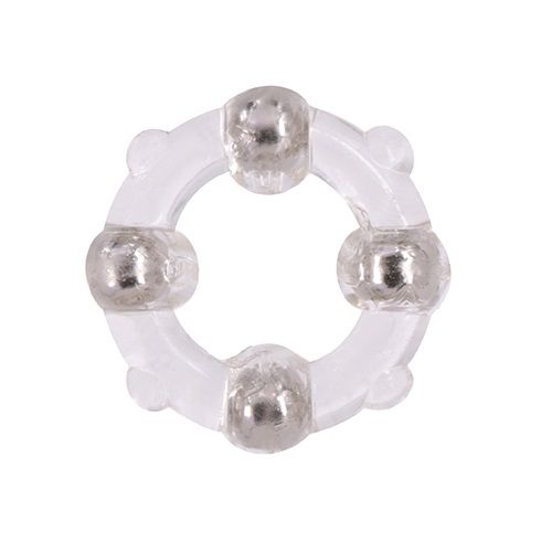 Эрекционное кольцо с 4 бусинами MENZSTUFF STUD RING CLEAR - Dream Toys - в Салавате купить с доставкой