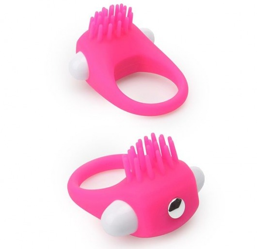 Розовое эрекционное кольцо с щеточкой LIT-UP SILICONE STIMU RING 5 - Dream Toys - в Салавате купить с доставкой