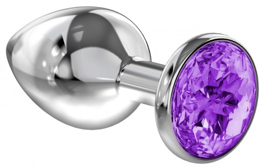 Малая серебристая анальная пробка Diamond Purple Sparkle Small с фиолетовым кристаллом - 7 см. - Lola Games - купить с доставкой в Салавате