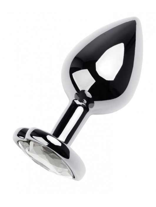 Серебристая анальная пробка с прозрачным кристаллом-сердцем - 8 см. - ToyFa - купить с доставкой в Салавате