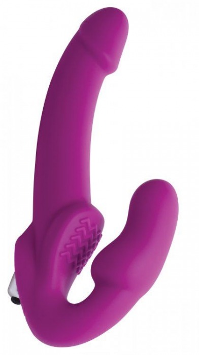 Ярко-розовый безремневой вибрострапон Evoke Vibrating Strapless Silicone Strap-on Dildo - XR Brands - купить с доставкой в Салавате