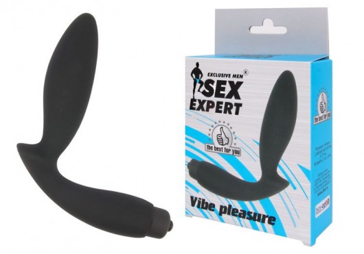 Чёрный вибростимулятор простаты Sex Expert Vibe Pleasure - Sex Expert - в Салавате купить с доставкой